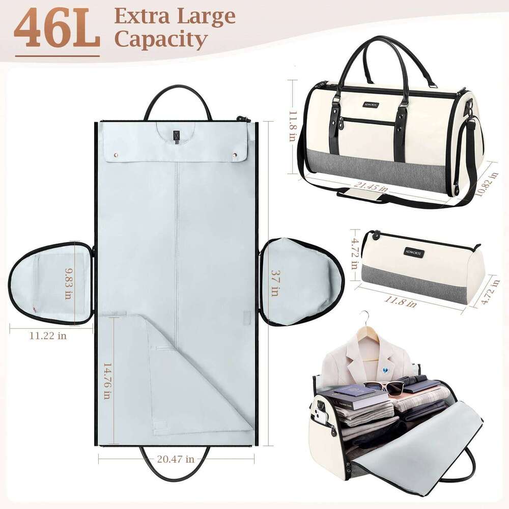 Travel Convertible Garment Duffel Bags Combo with Shoe Compartment Toiletry Bag, Carry-On Weekend Overnight Bag for Y260225
