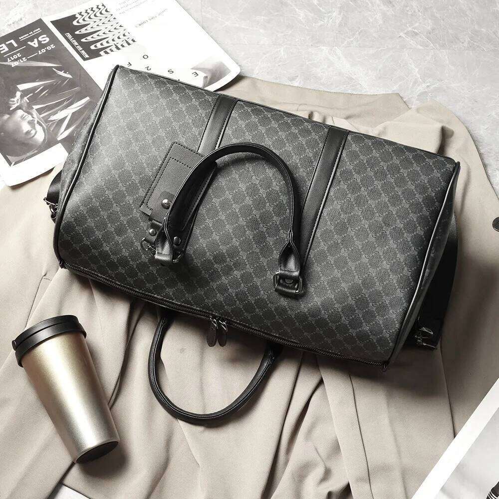 2026 New Plaid Travel for Men Large Capacity Short-Distance Business Trip Tote | Trendy Handheld Shoulder Bag Y260225