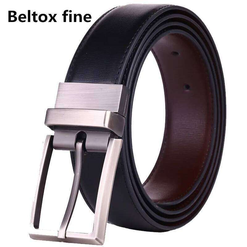 1Pcs Men's Leather Reversible Belt - Classic & Fashion Designs Two in One Belts With Rotated Buckle Ceinture Size 75-160cm Y260225