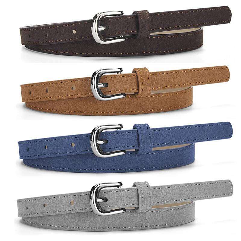 Simple Design For Women's Thin Belt Fashion Casual Versatile Jeans Accessories Girdle Suede Pu Leather Pin Buckle Waistband Y260225