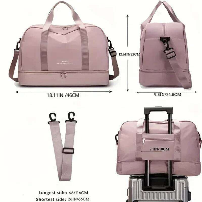 Large Capacity Sports Travel Bag, Independent Shoe Compartment, Fitness Handbag, Single Shoulder Weekend Overnight Bag Y260225