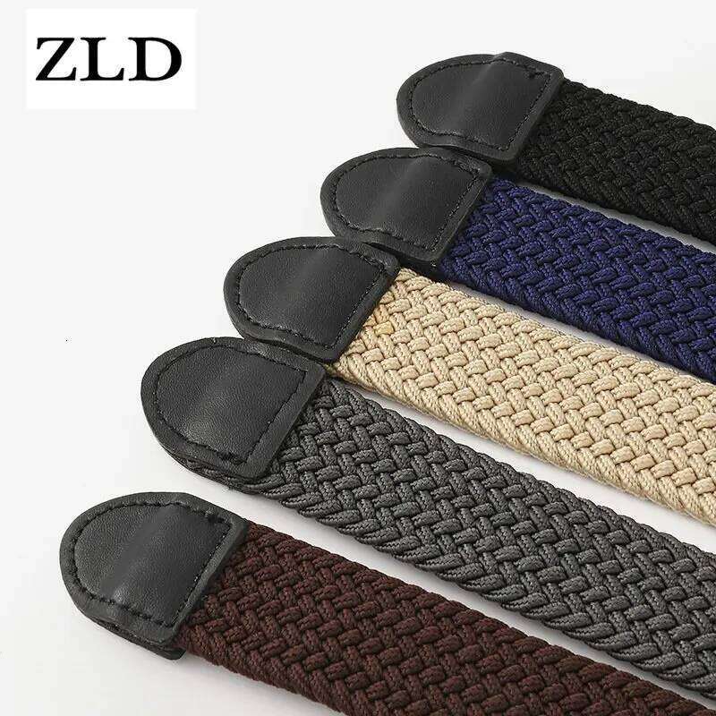 ZLD Men Women Elastic Fabric Woven Casual Belt Pin Buckle Expandable Stretch canvas Simple and Stylish belt Y260225