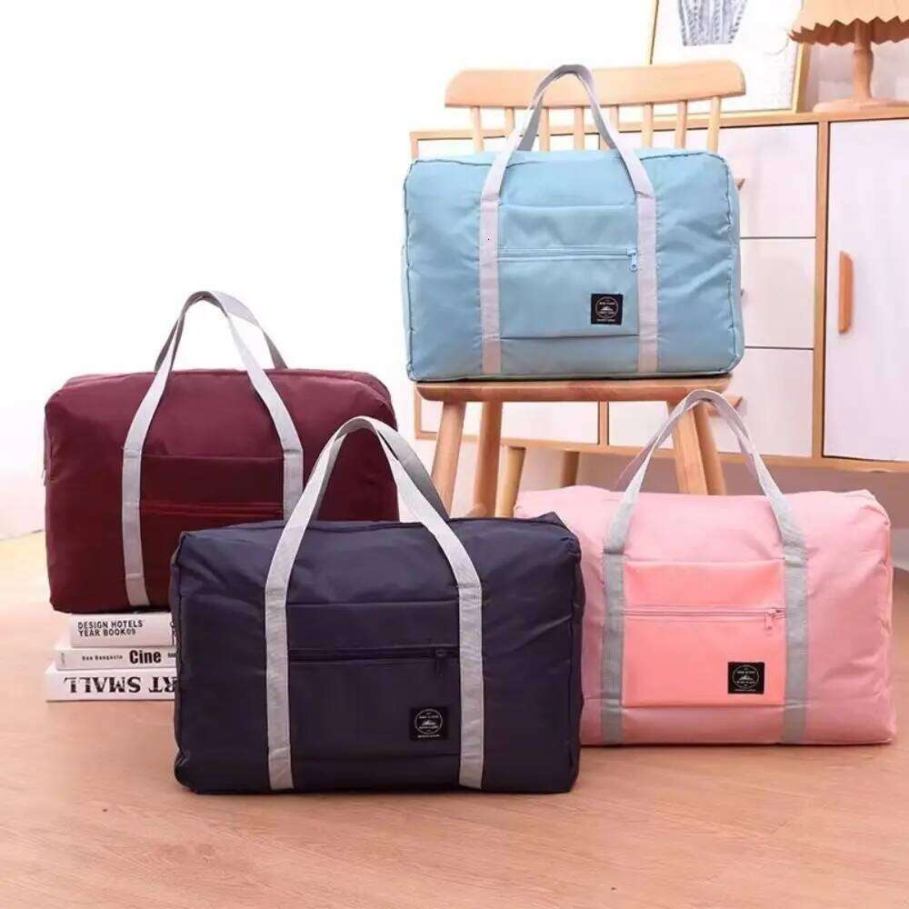 Durable Polyester Travel Handbag Large Capacity Waterproof Duffle Bag Solid Color Foldable Clothes Organizer Women&Men Y260225