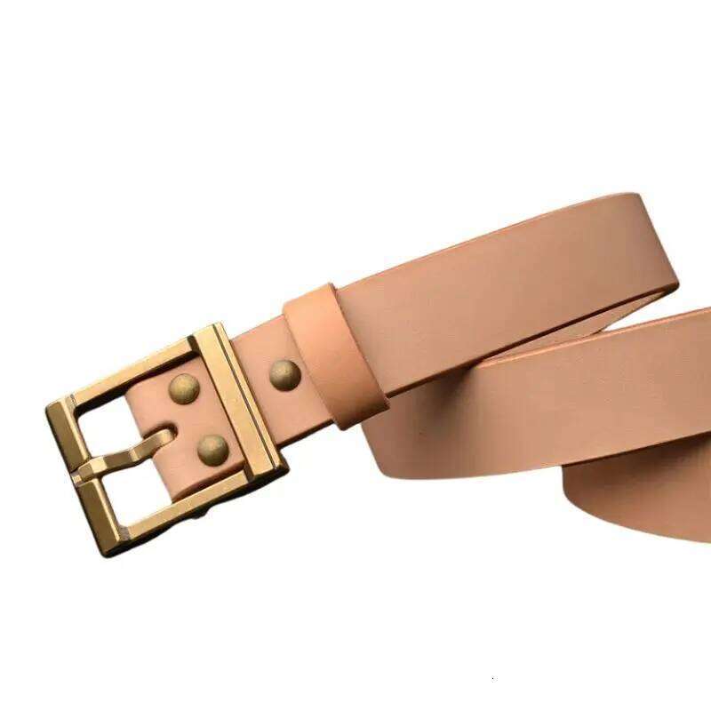 5.0-5.5mm Thick Vegetable Tanned Belt Men's Pin Buckle, Italian Natural Leather Genuine Cowhide Y260225