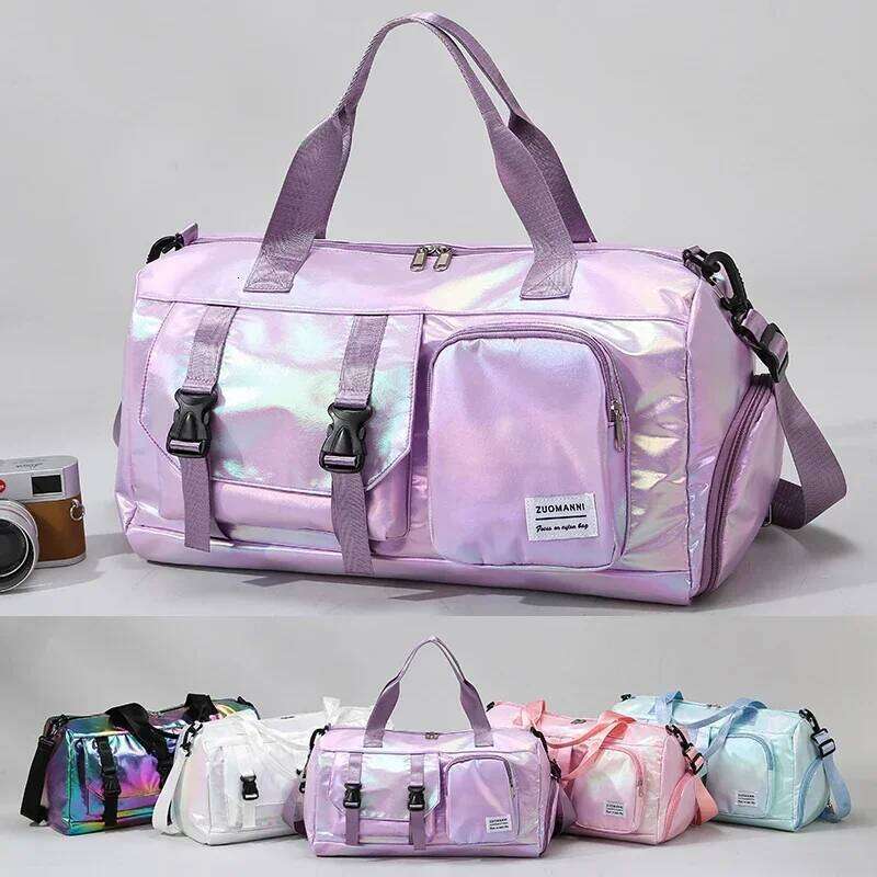 Holographic Glamour Duffel Bag Spacious,Stylish Shoulder Tote with Shoe Compartment for Effortless Weekend Escapes - Y260225