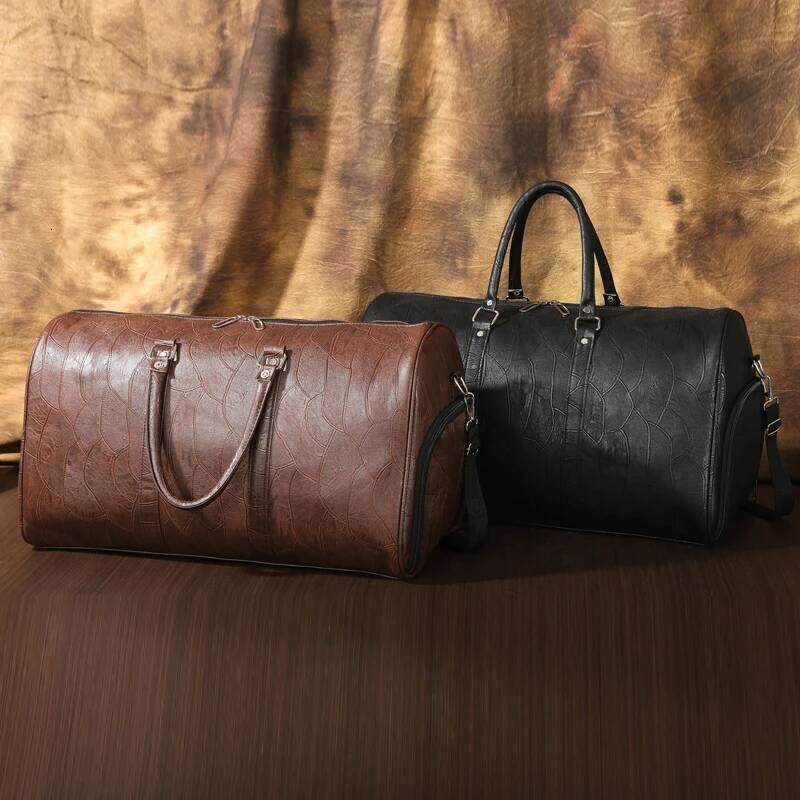 Soft Leather Travel Large Capacity Fashion Weekend Handle Lightweight Sports Gym Bag With Separate Shoe Compartment Y260225