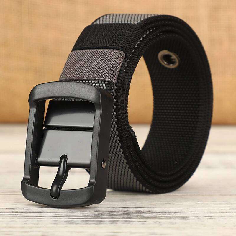 Men's canvas waistband with adjustable porous needle buckle belt, suitable for young and middle-aged casual wear, elongated Kore Y260225