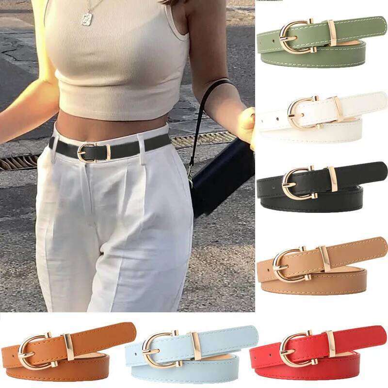 2023 Women New PU Leather Simple Metal Buckle Belt Girls Dress Jean Pants Waistband Belts for Lady Luxury Designer Brand Y260225