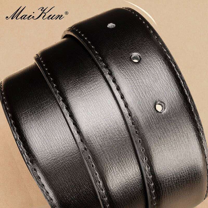 Maikun Men's For Trousers Classic Black Alloy Pin Buckle Business Second Layer Leather Belt Y260225