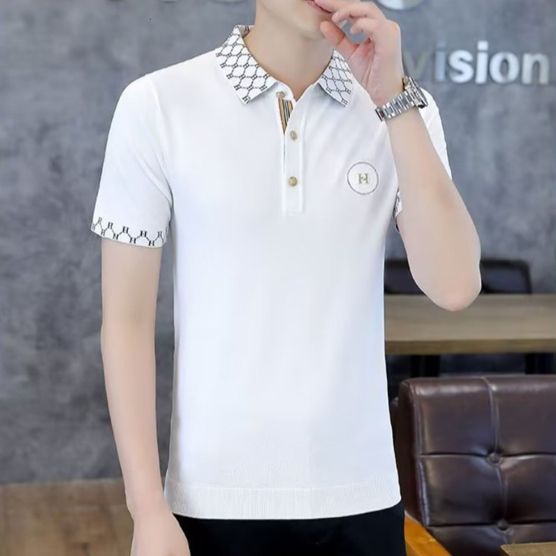 2026 New Designer Men's Summer Polo Shirt Short-sleeved T-shirt Made Of High-end Ice Silk Fabric Luxurious And Fashionable Low-neck Top Lightweig