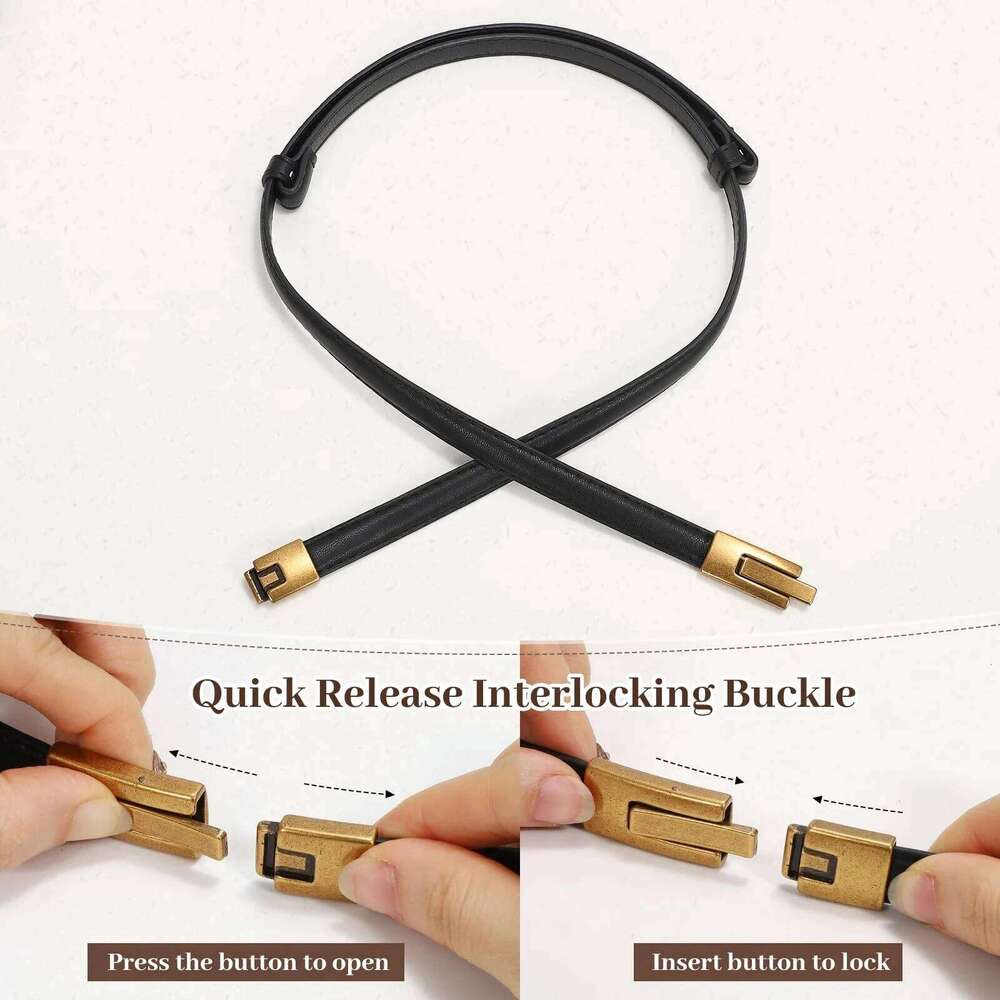 Women Skinny Patent Genuine Leather Slim Adjustable Alloy Buckle Waist Belt for Dress Y260225