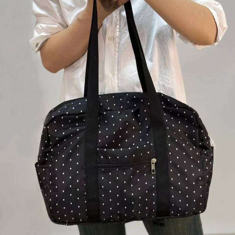 Large Capaci Oulder Sports Fitn Tote Bla Polka Dot Crossbody Faionable Trendy Youth Travel Bag Y260225