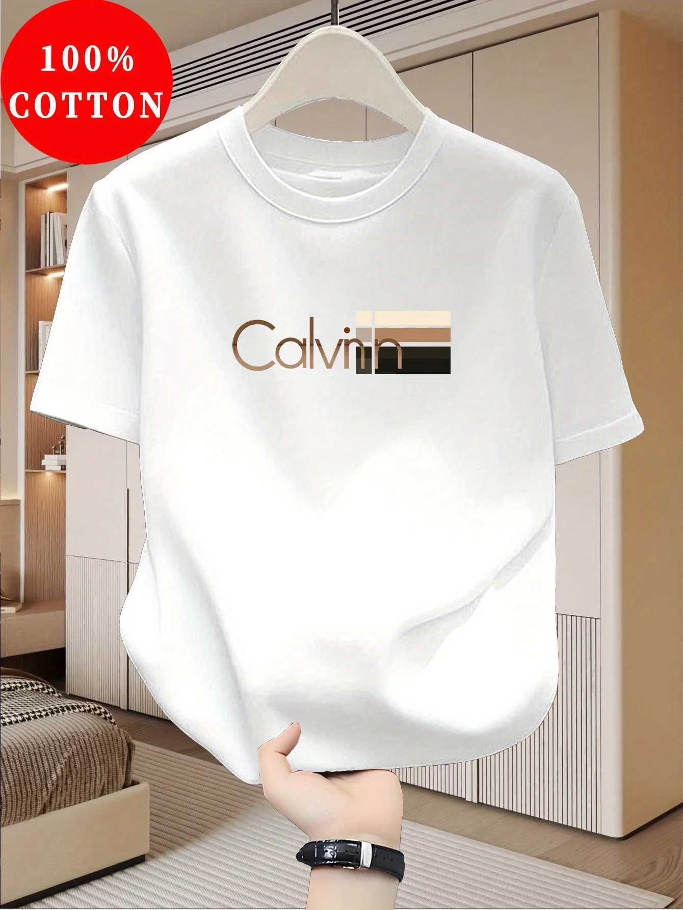 T-Shirt, 100% Combed Cotton with Gradient Color Block Logo, Classic Crew Neck Casual Tee for Smart & Daily WearT260225