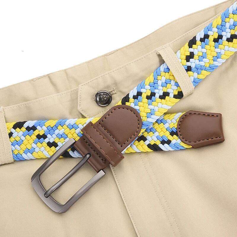 Colored Woven Elastic Belt With Shorts Casual Pants Fashionable Men Women Universal Waist Accessories Wholesale Direct Sales Y260225