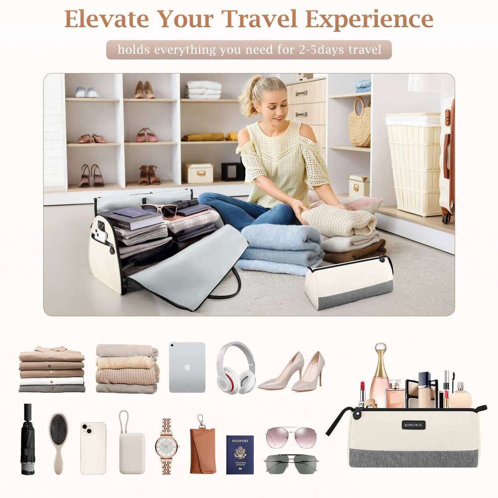 Travel Convertible Garment Duffel Bags Combo with Shoe Compartment Toiletry Bag, Carry-On Weekend Overnight Bag for Y260225