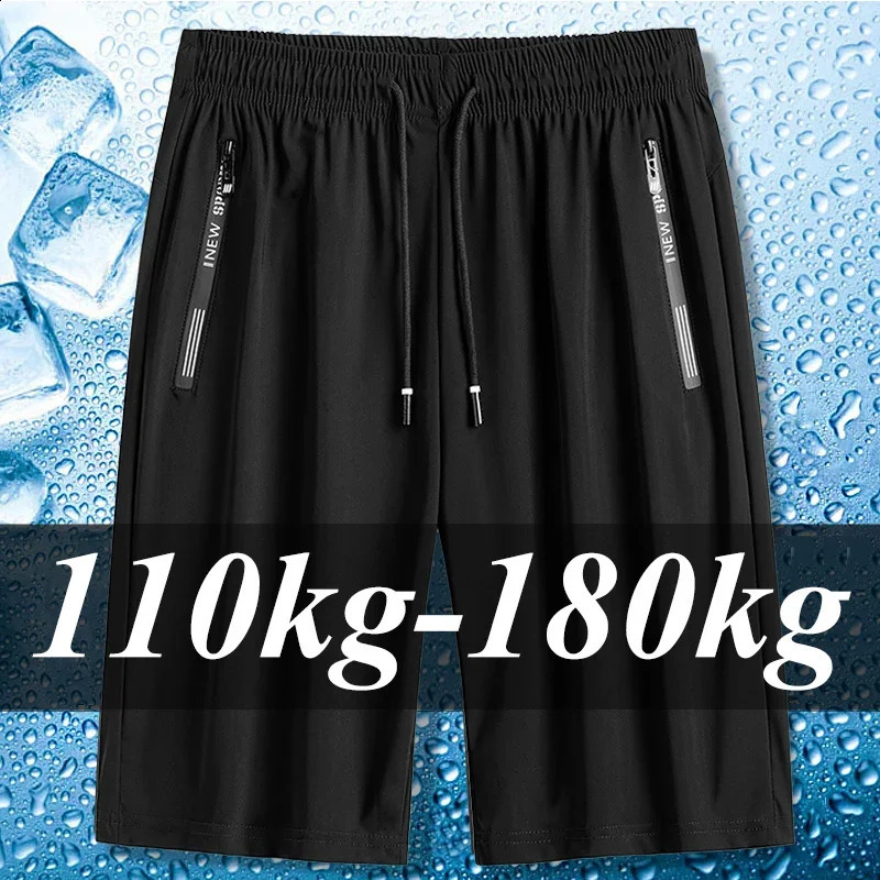 Men Plus Size Casual Shorts 6XL 7XL Big Gym Ice Silk Stretchy Summer Beach Short Pants Quick Dry Breathable 260228