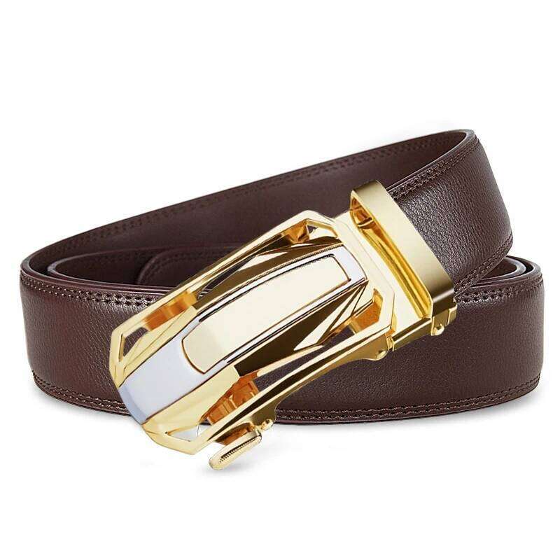 2025 Leather Men's 3.5cm Belt with High Quality Alloy Automatic Buckle Unisex Classic Business Belts for Jeans Y260225