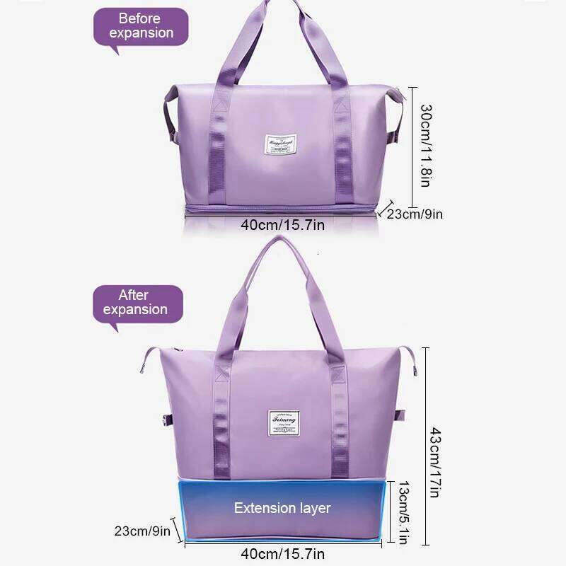 Extendable Women's Large Capacity Storage Luggage Dry and Wet Separation Fitness Handbag Travel Bag Y260225