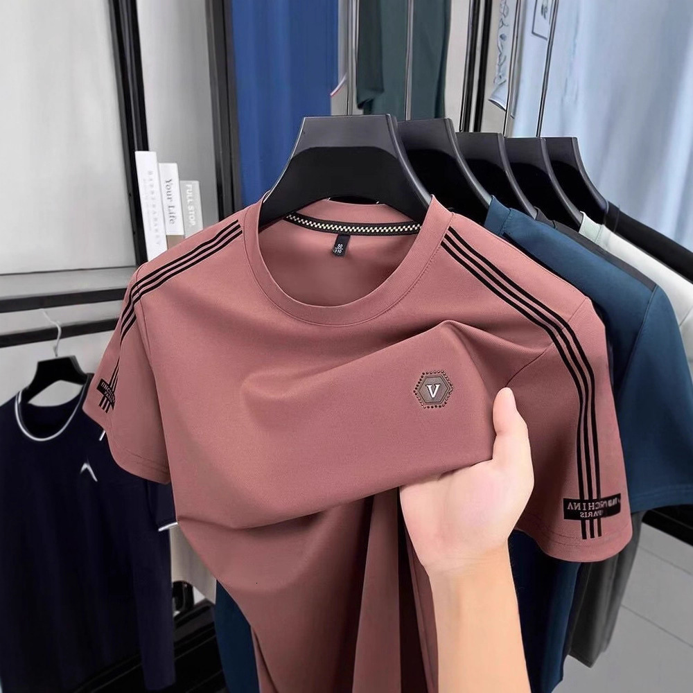 2026 New Design Heavyweight Short-sleeved Men's T-shirt - White - Men's Clothing - Luxury Outdoor Men's Base Layer Top - Sweat-absorbin