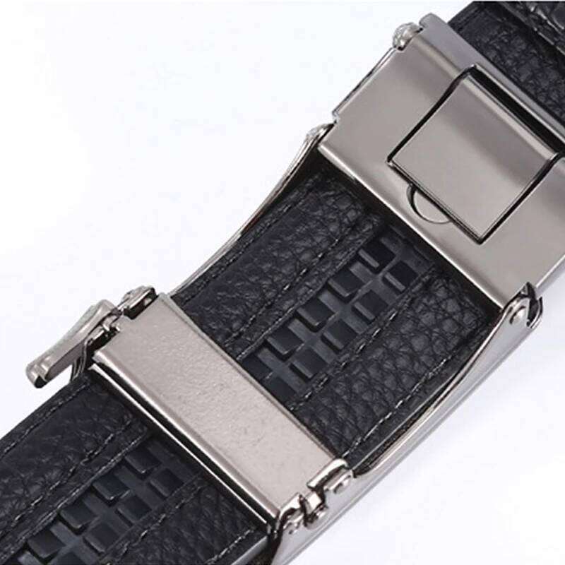 Men's Fashion Crocodile Pattern Alloy Automatic Buckle Strap Casual Business Style Jeans Belt Y260225