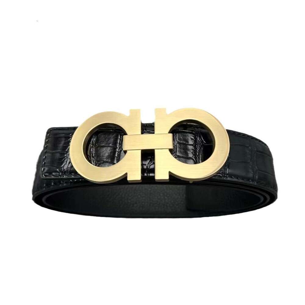 Luxury Belt For Men, Genuine Leather Business Style, Crocodile Pattern Top Layer Cowhide Smooth Buckle Belt,