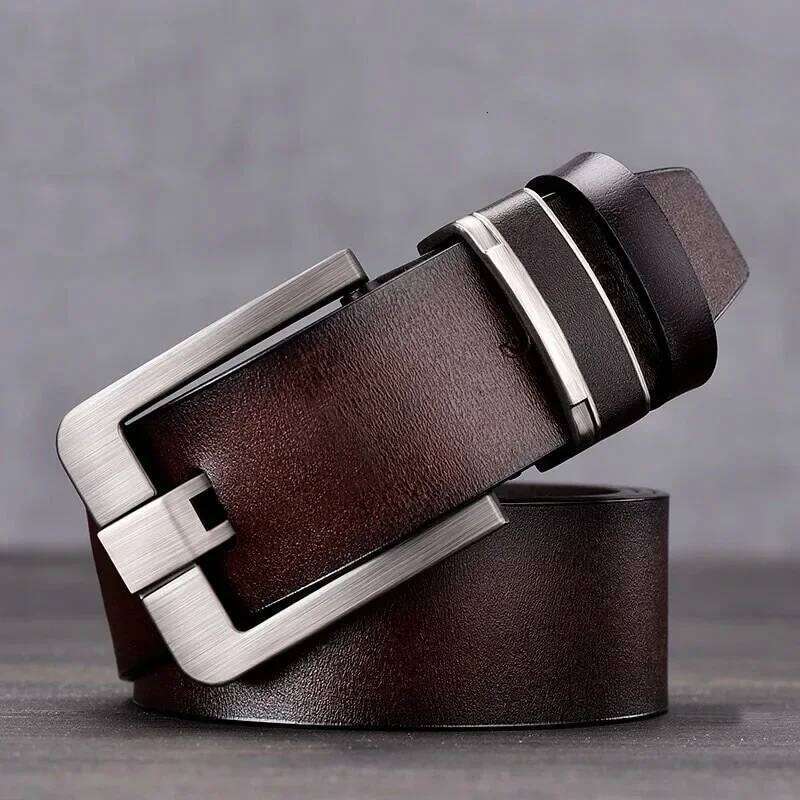 Fashion Metal Alloy Pin Buckle New Leather Cowhide Men's Belt Adult Luxury Jeans Business Casual Waist Male Strap Brand Y260225