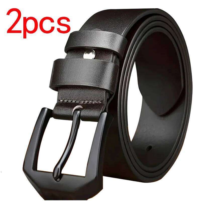 1pc/2pcs Fashion Business Men's Genuine Leisure Luxury Brand Metal Buckle Belts High-Quality PU Leather Belt Plus Size Y260225
