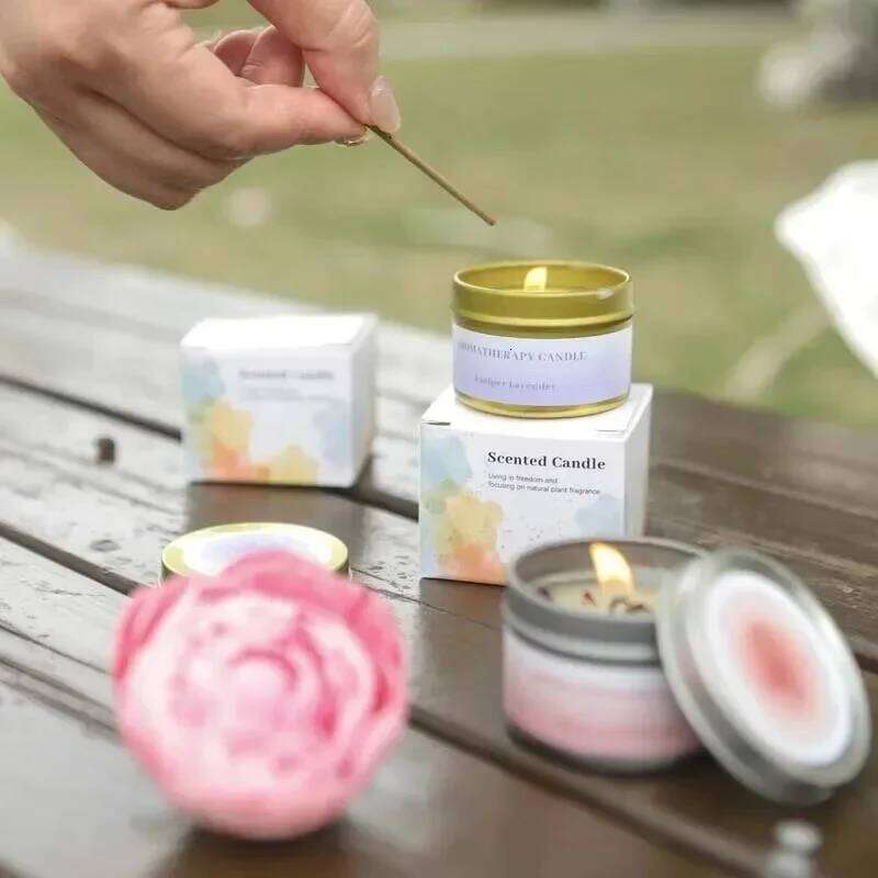 Canned Scented Guest Gift for Wedding Rose Dried Flower Aromatic Candle in Jar Memories Candles Gifts Box H260225