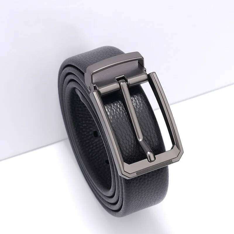 Genuine Belt with Hard Metal Soft Cowhide Leather Luxury Men's Belt, Trendy Retro, Pin Buckle, High Quality Y260225