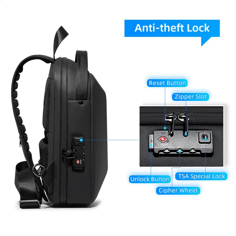Fenruien Mens Bag Shoulder Bag Multifunction Anti-theft Waterproof Male Crossbody Bag Casual Short Trip Chest Pack USB Charging 260305