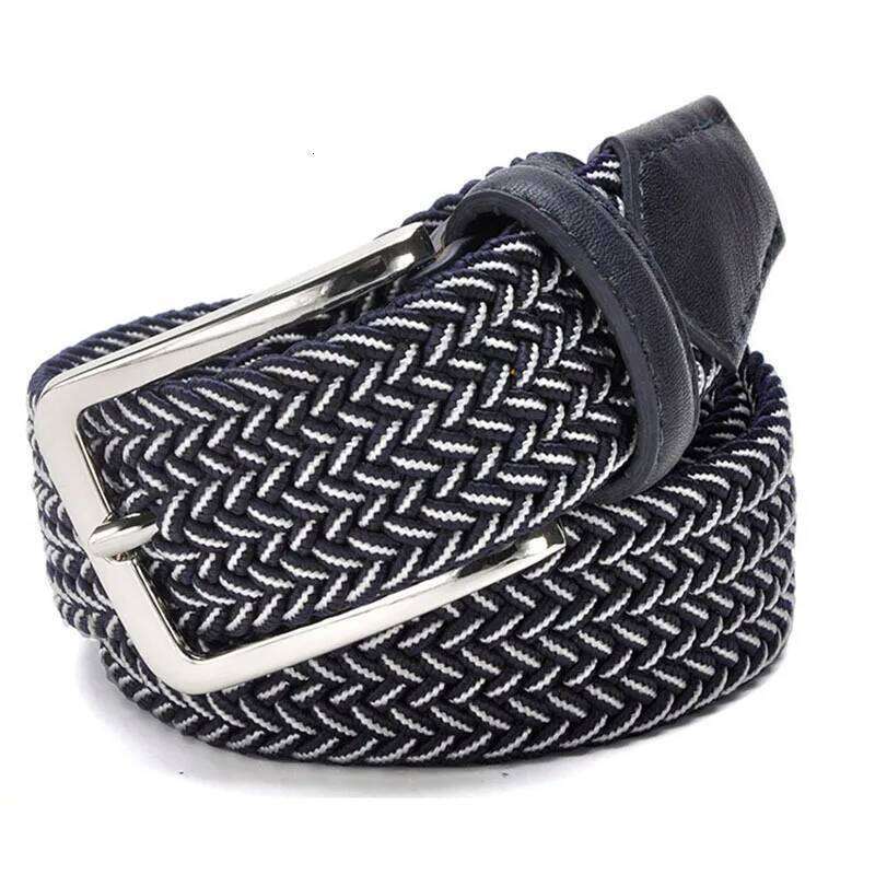 Men Blue Black Elastic Stretch Watch Canvas Braided Leather wide Hot Metal For Large 100-160CM Size Mixed Woven Belt Y260225