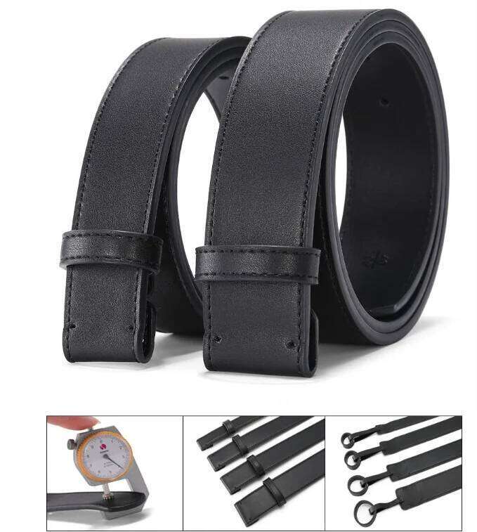 Men and women Black Cowskin Belt Body Leather Craft Apparel Waistband Accessories Business Belts no buckle Y260225