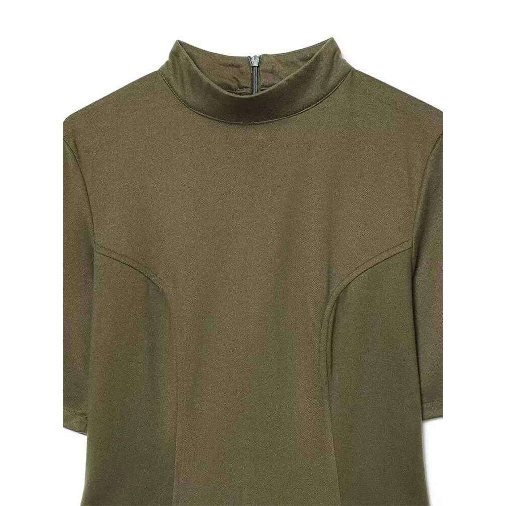 European and American style winter new fashion trendy simple women's slim-fit short-sleeved soft fabric dress with belt XJ260225