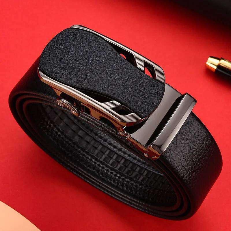 New Cowhide men's leather belt, automatic buckle,high-end trendy buckle Y260225
