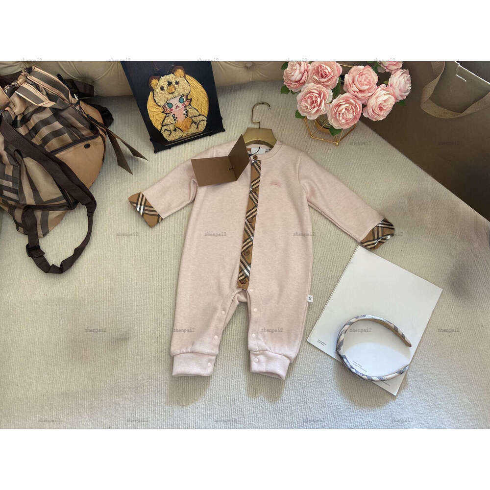 Luxury newborn jumpsuits Patterned printed buttons toddler romper designer Baby clothing Autumn infant bodysuit A141X04N081-b