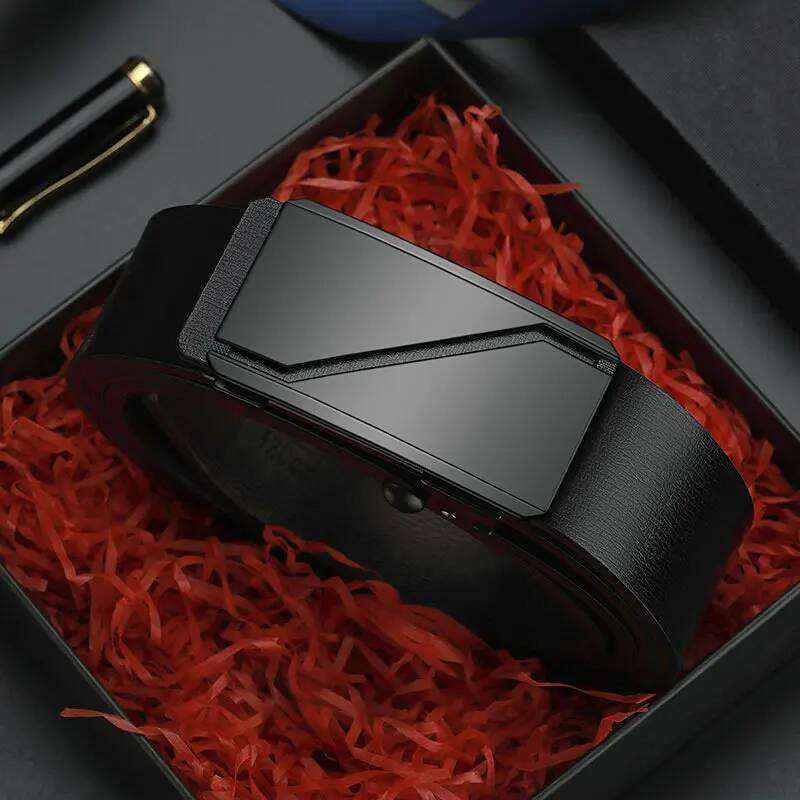 Classic Men's Belt Automatic Buckle Simple Style Business Work Popular Casual Strap Party Accessories Y260225