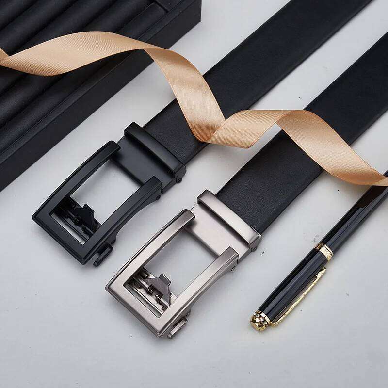 Fashion Designer 110-130cm Alloy Automatic Buckle Ratchet Men's Genuine Leather Belt Y260225