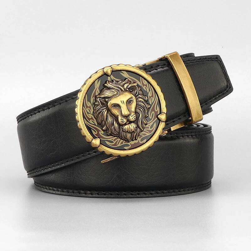 2025Luxury Famous BrandDesigners Retro Lion Casual Betls Men Automatic Buckle Fashion Genuine Leather Gray Younth Ceinture Homme Y260225