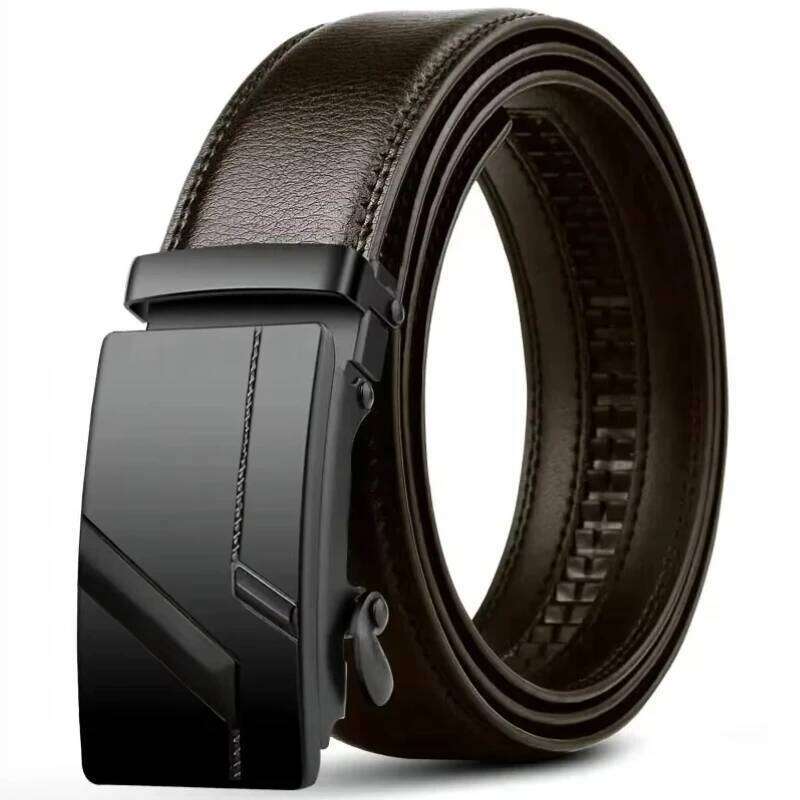 Fashion Automatic Buckle Famous Brand Business Belt PU Leather Waist Straps Black Male Jeans Belts for Men Y260225