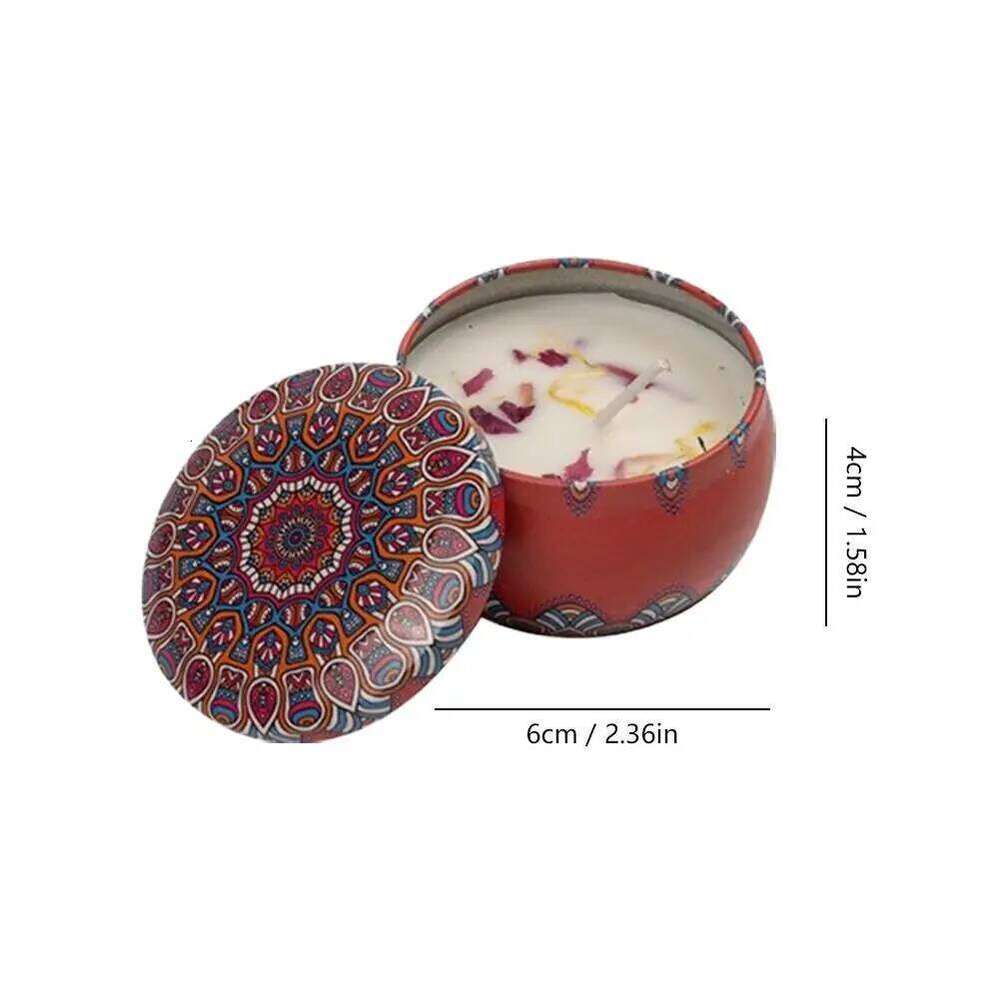 Natural Plant Wax Scented Candle Essential Oil Floral Aroma Tin Can Retro Decorative Home Office Bathroom Camping Gift H260225