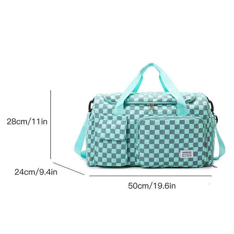 Fashion Large Capacity Checkerboard Pattern Duffle Handbag, Lightweight Travel Luggage Storage Bag, Portable Sports Fitness Bag Y260225