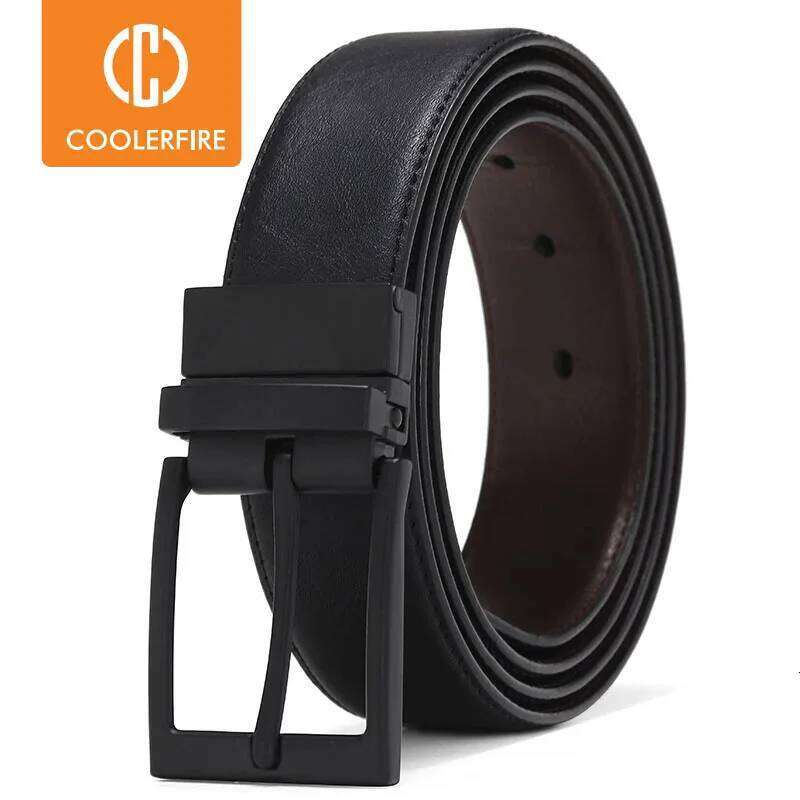 Business Dress Belts for Men Genuine Leather Belt Reversible Buckle Brown and Black Fashion Work Casual HQ111 Y260225