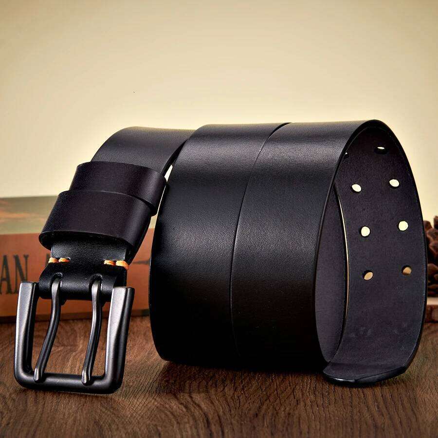 4.3cm Wide Thick Real Cowskin Genuine Leather For Men High Quality Casual Male Belt Double Pin Buckle Cowboy Business Strap Y260225