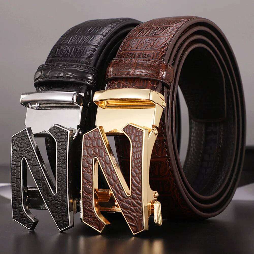 New Mens Genuine Leather Luxury of Men Male Metal Automatic Buckle Designer High Quality Waist Belt Y260225