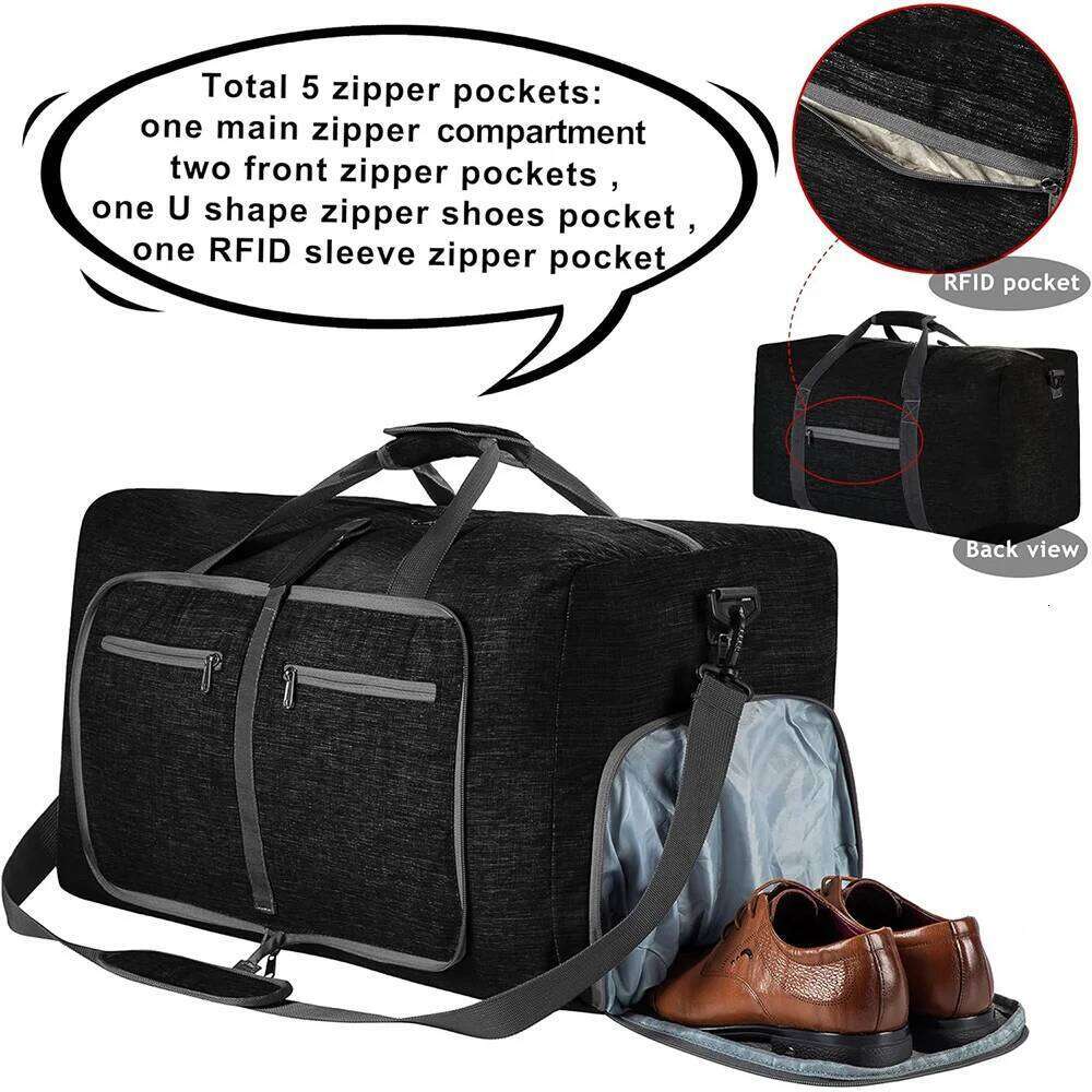Duffle 65L Foldable Outdoor Travel Duffel with Shoes Compartment Overnight Bag for Men Women Handbag Y260225