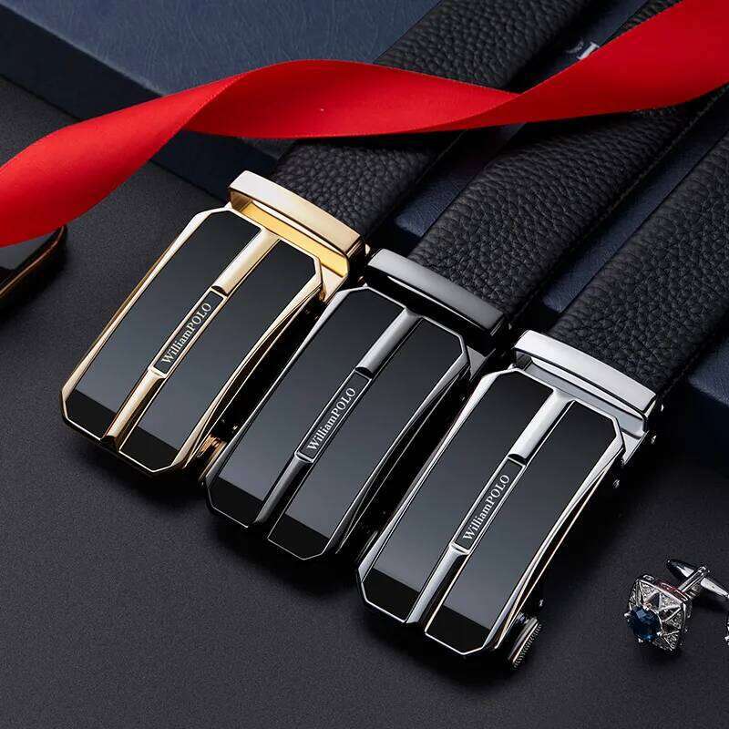 Men's leather with automatic buckle, fashionable belt, high-end business belt Y260225