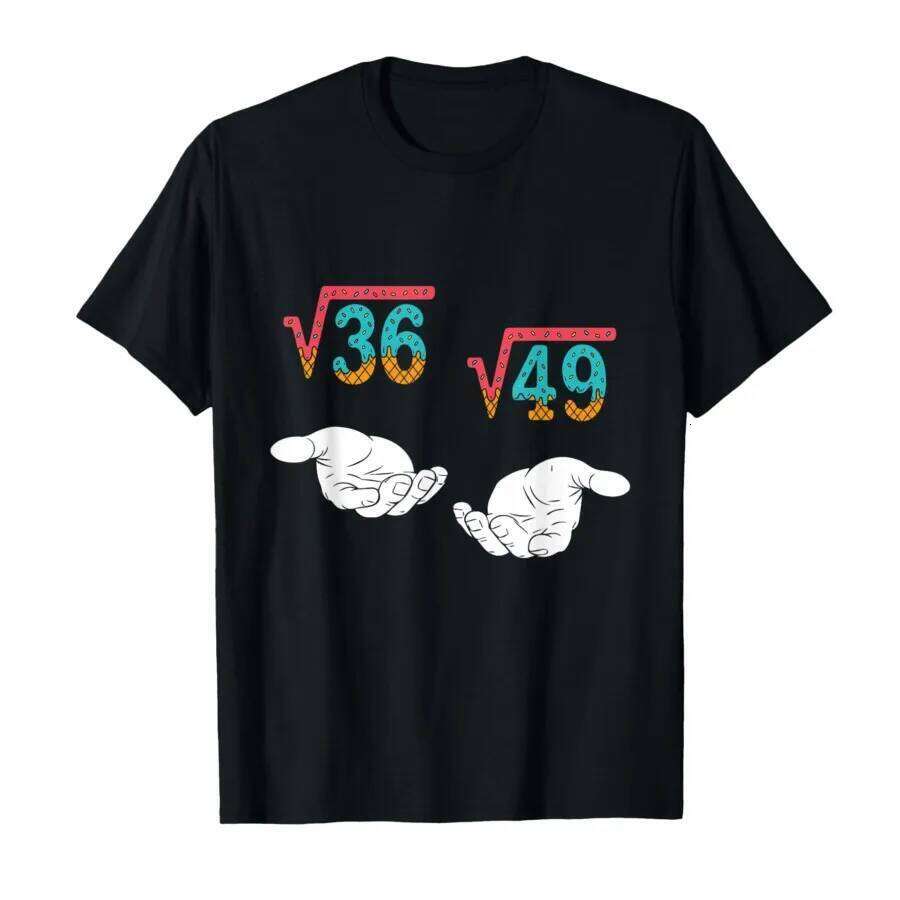 Square Root 36 49 Meme 67 Ice Cream Drip Math Teacher T-shirt For Men Women 100% Cotton T Shirts Short Sleeve Tops 1004-1 C260225
