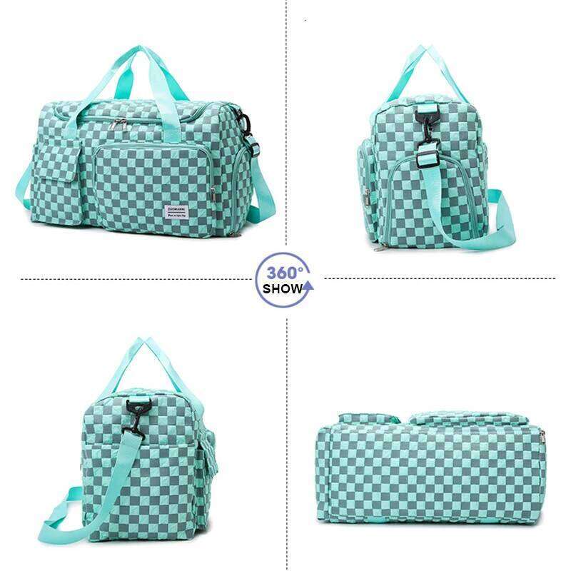 Fashion Large Capacity Checkerboard Pattern Duffle Handbag, Lightweight Travel Luggage Storage Bag, Portable Sports Fitness Bag Y260225