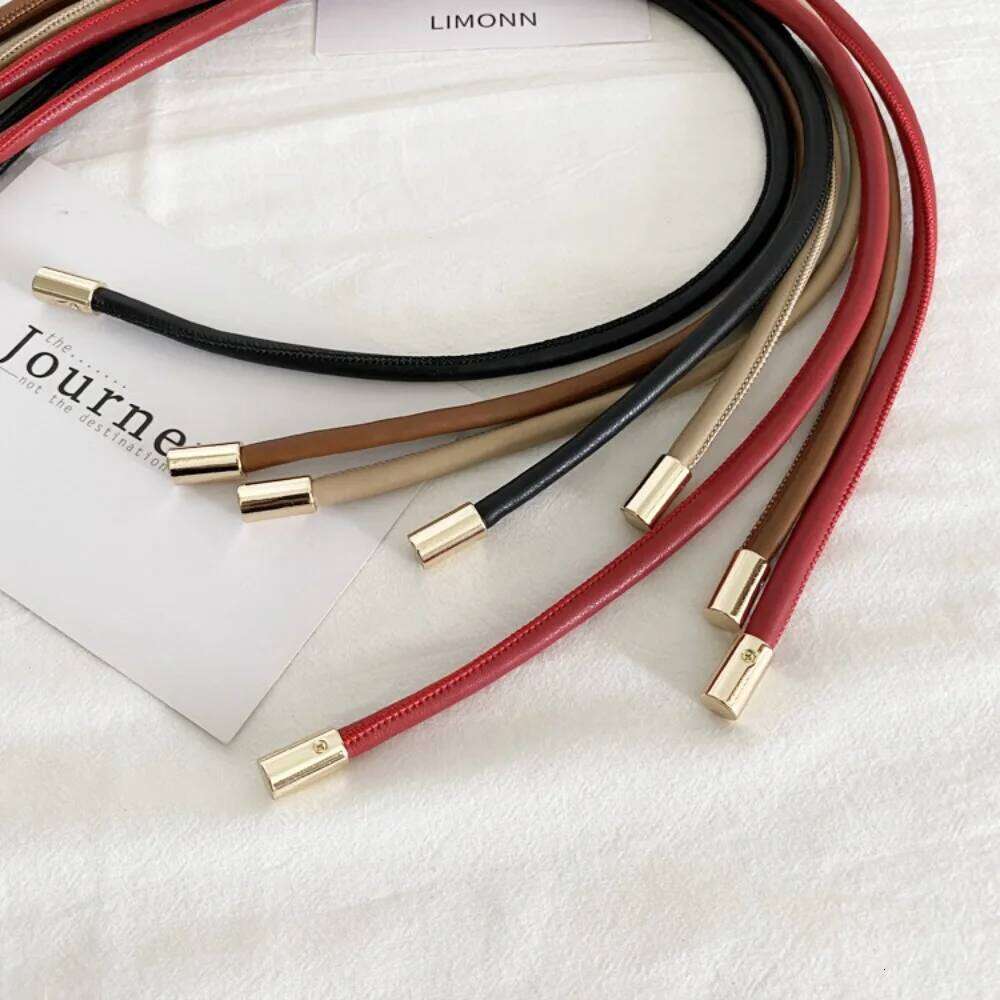 Fashion Non-hole Knot Style Belts PU Leather Solid Color Thin Belt Lace-up Waist Strap Jeans Dress Y260225
