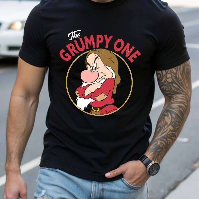 Grumpy One _90s Retro T-Shirt - Snow White and The Seven Dwarfs Short Sleeve Casual High Quality Summer Couple Outfits C260225